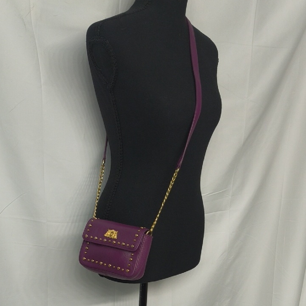 Y2K Juicy Couture Purple Studded Leather Crossbody Bag - Like New!